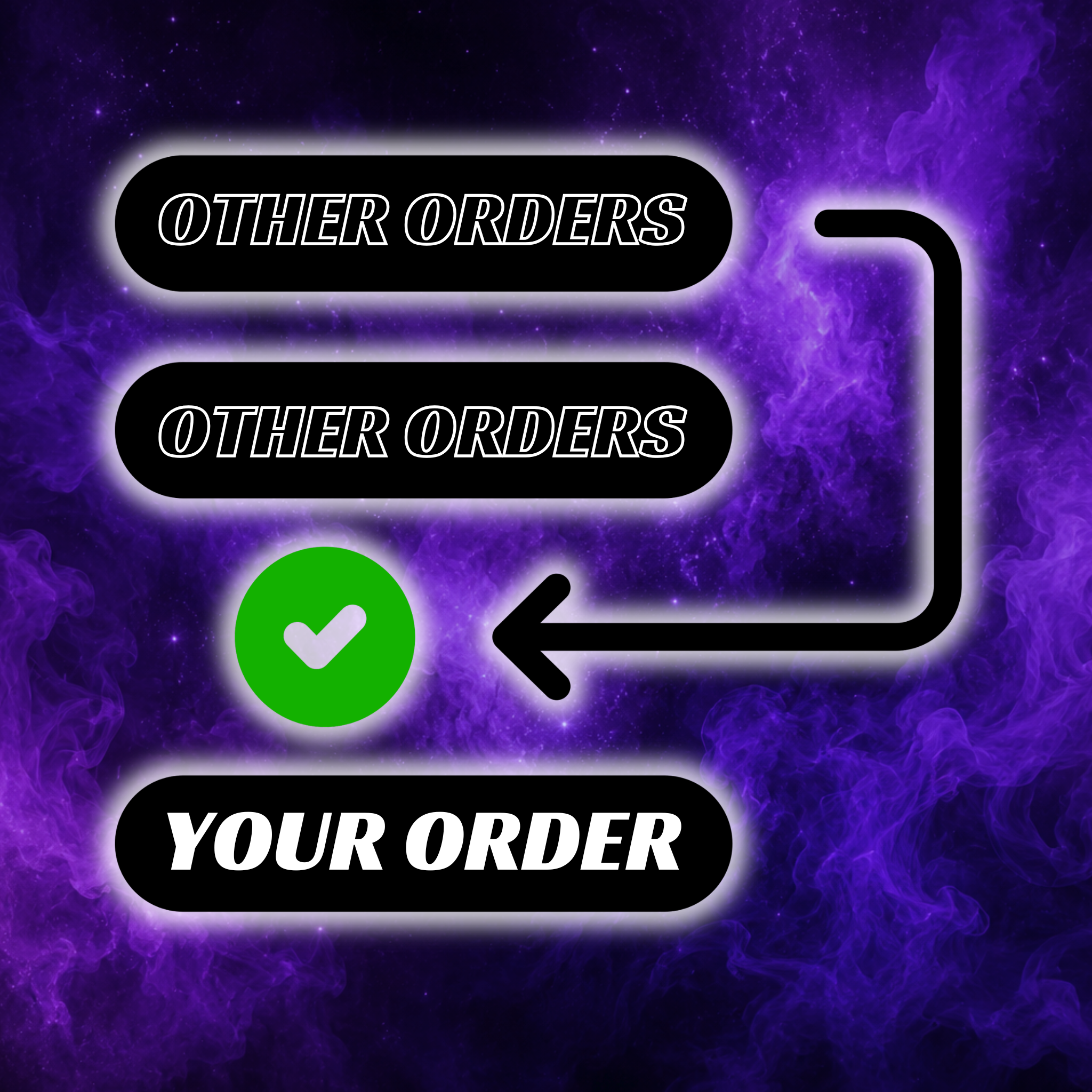 Skip the queue (VIP) — your order moves to the front.