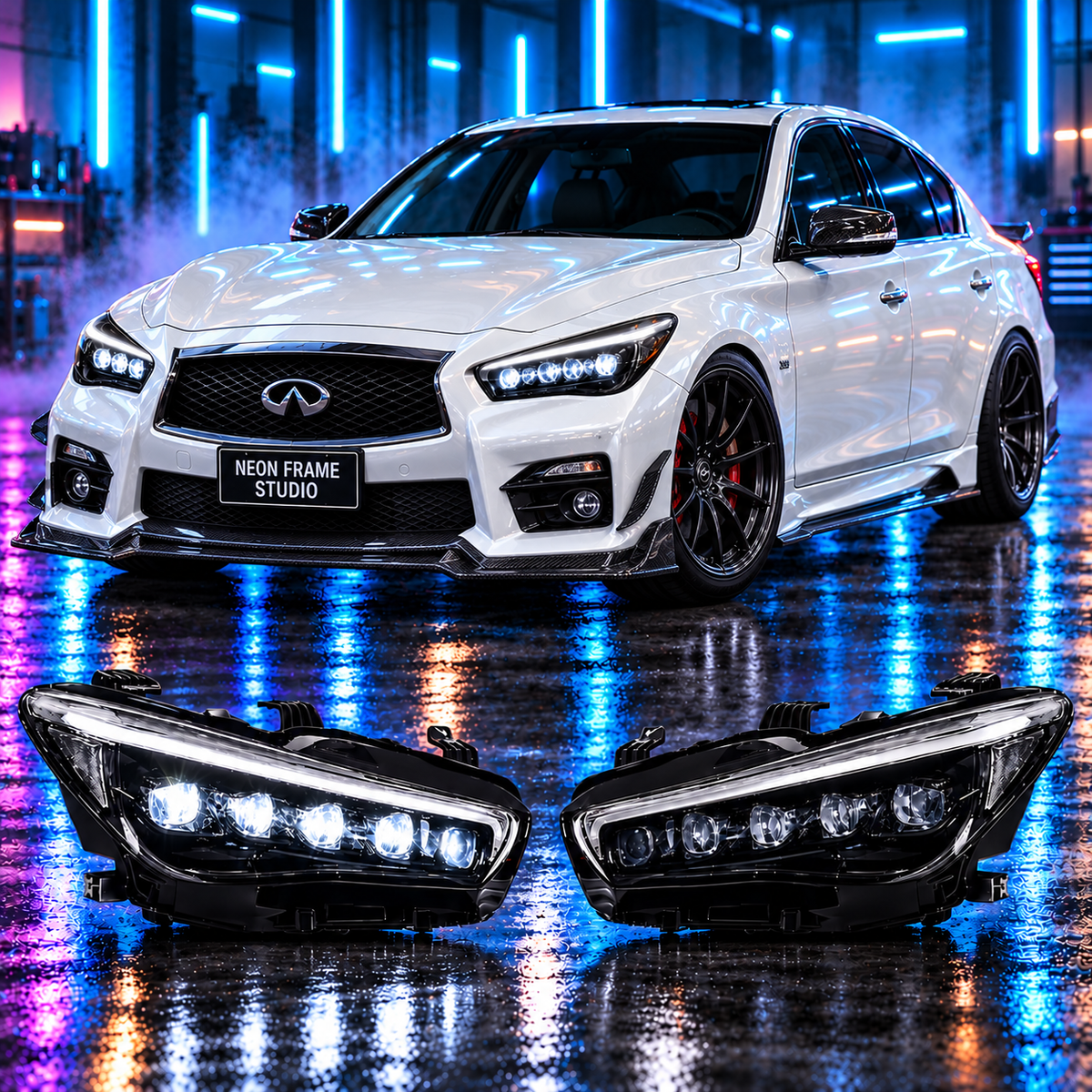 Infiniti Q60 2016-2022 Aftermarket LED RGB Sequential Projector Head Lights