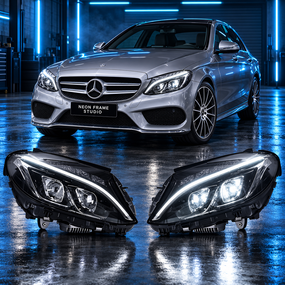 Mercedes C Class 2011-2018 Aftermarket LED Sequential Head Lights