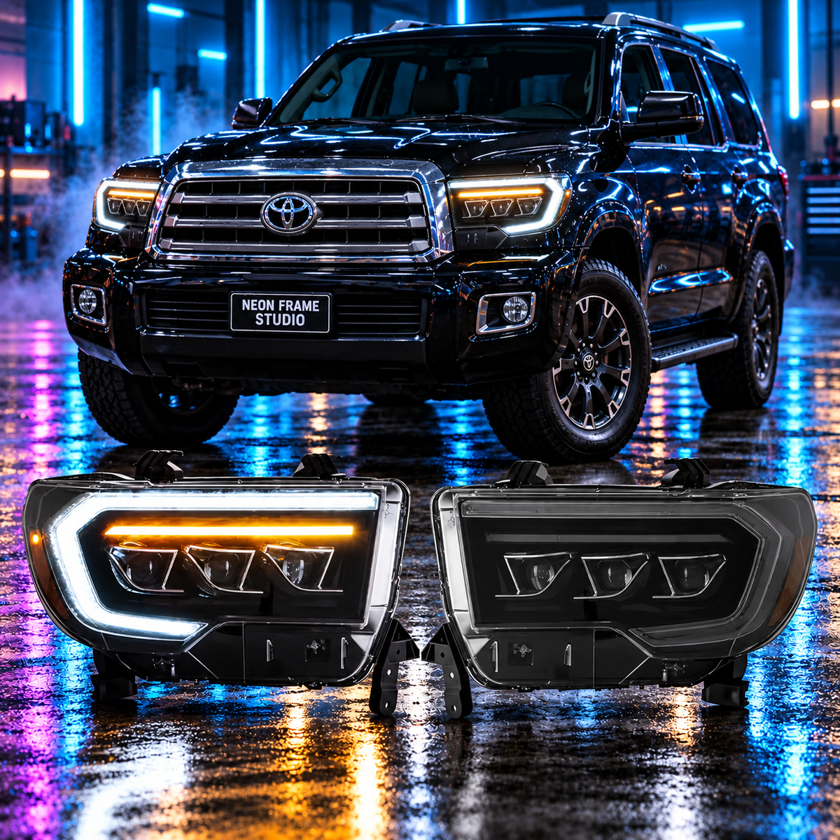 Toyota Sequoia 2008-2021 Aftermarket LED RGB Sequential Projector Head Lights