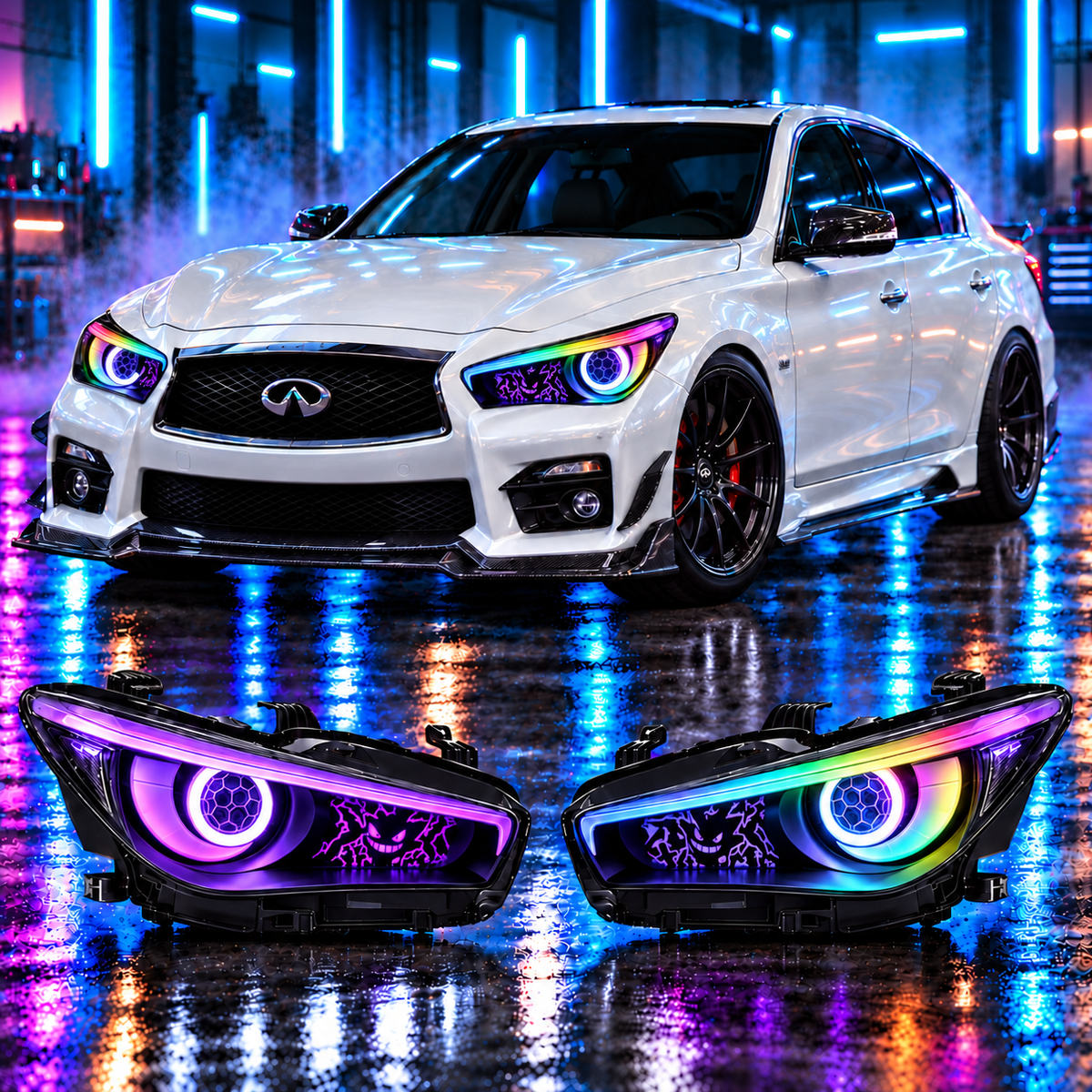 Infiniti Q60 2016-2022 Aftermarket LED RGB Sequential Projector Head Lights