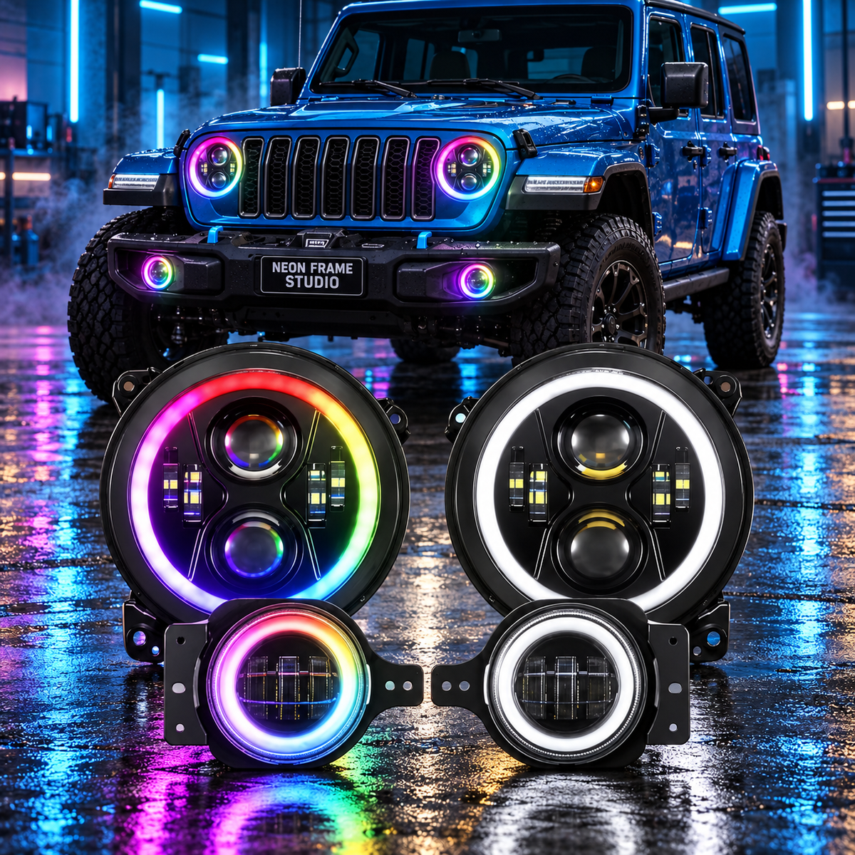 Jeep Wrangler 2007-2024 Aftermarket LED RGB Sequential Projector Head Lights