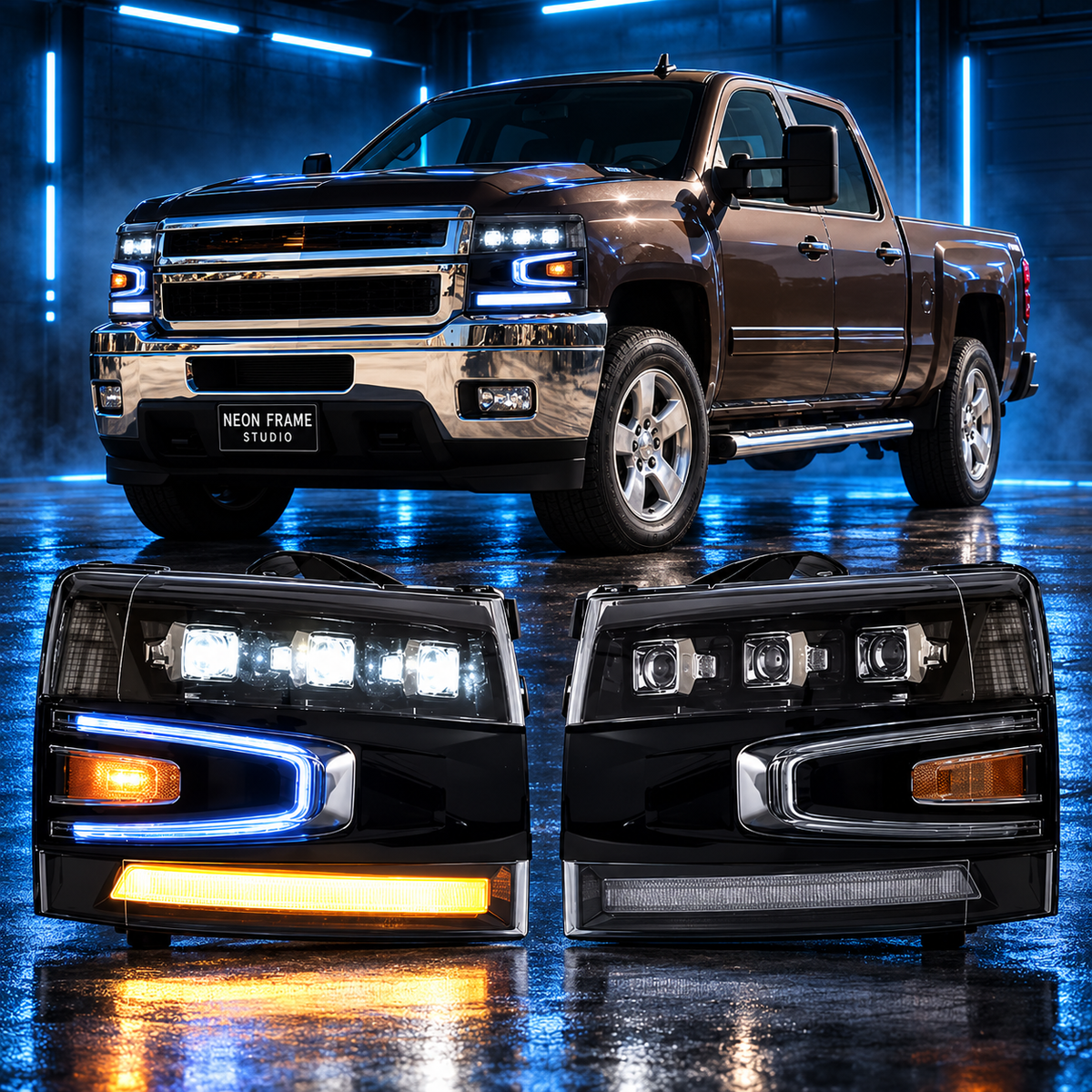 Chevrolet Silverado 2007-2014 Aftermarket LED Sequential Head Lights