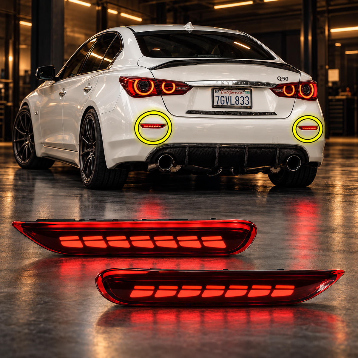 Infiniti Q50 2014-2022 Aftermarket LED Smoked Tail light Reflectors