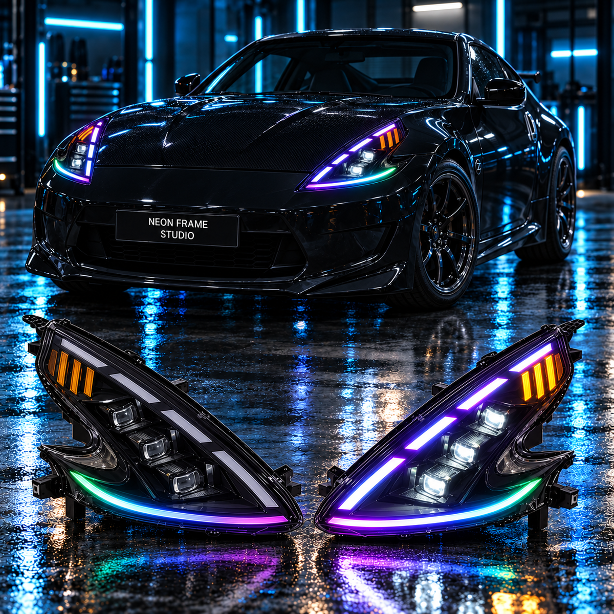 Nissan 370Z 2009-2022 Aftermarket LED RGB Sequential Head Lights