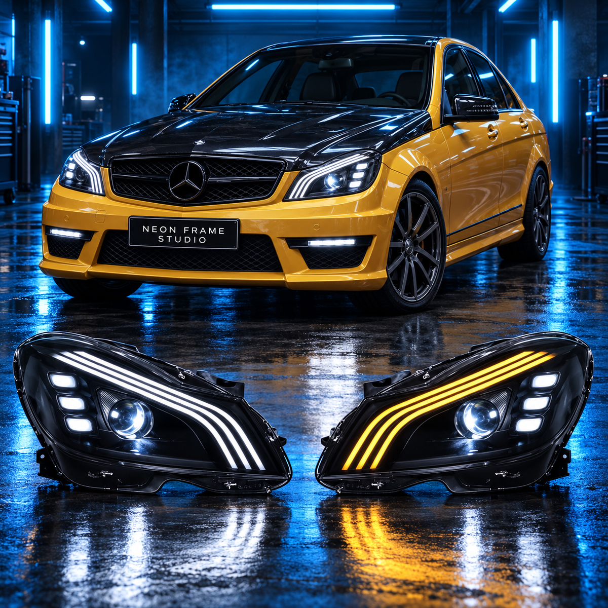 Mercedes C Class 2011-2018 Aftermarket LED Sequential Head Lights