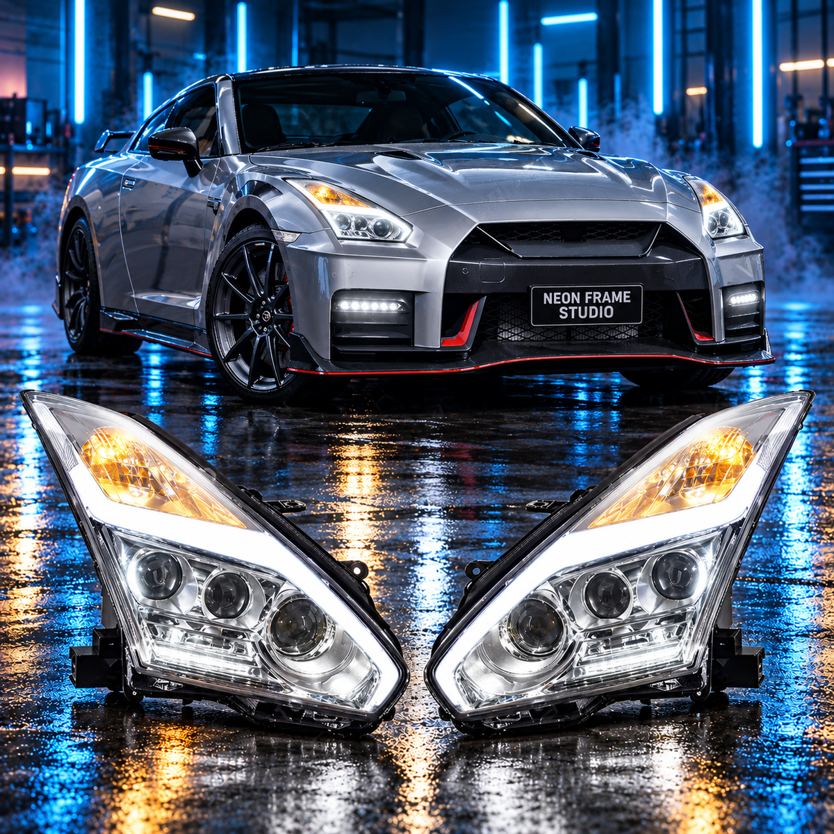 Nissan GT-R 2008-2024 Aftermarket LED RGB Sequential Projector Head Lights